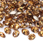 Light Smoked Topaz Oval Shape High Quality Glass Pointed Back Fancy Rhinestones WholesaleRhinestone